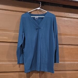 Teal V-Neck Long Sleeve Women's Top